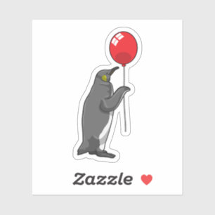 Pinguïn met ballon sticker