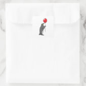 Pinguïn met ballon vierkante sticker (Tas)