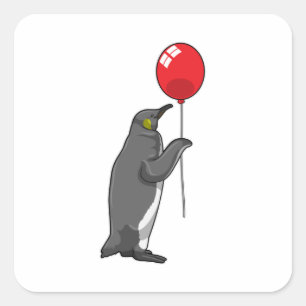 Pinguïn met ballon vierkante sticker