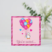 Pinguïn met Balloons Birthday Party Kaart (Staand voorkant)