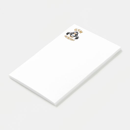 Pinguïn met barbel post-it® notes (Schuin)
