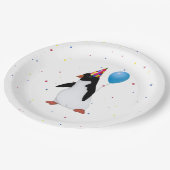 Pinguïn met blauw ballon, Bord op jaarpapier (Gekanteld)