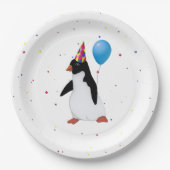 Pinguïn met blauw ballon, Bord op jaarpapier (Voorkant)
