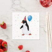 Pinguïn met blauw ballonpapier servet (Insitu)