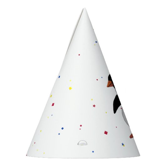 Pinguïn met blauwe ballon feesthoedjes (Links)