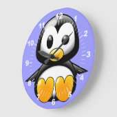 Pinguïn met blauwe wandklok (Hoek)