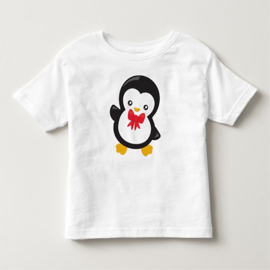 Pinguïn met boog Stropdas, Schattigee pinguïn, kle Kinder Shirts (Voorkant)