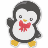 Pinguïn met boog Stropdas, Schattigee pinguïn, kle Sticker (Voorkant)