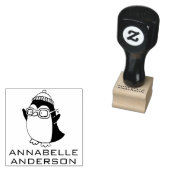 Pinguïn met bril Personaliseer rubberen stempel (Gestempeld)