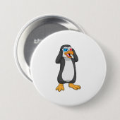 Pinguïn met bril ronde button 7,6 cm (Voorkant /achterkant)