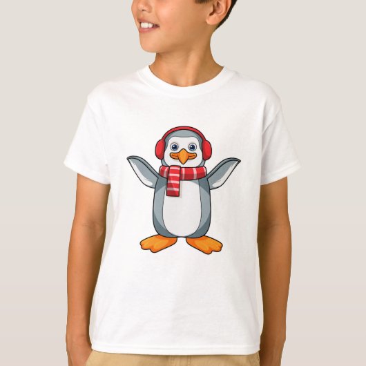 Pinguïn met carf en hoofdtelefoon t-shirt (Voorkant)