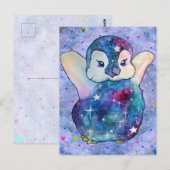 Pinguïn met de naam Button Briefkaart (Voorkant / Achterkant)