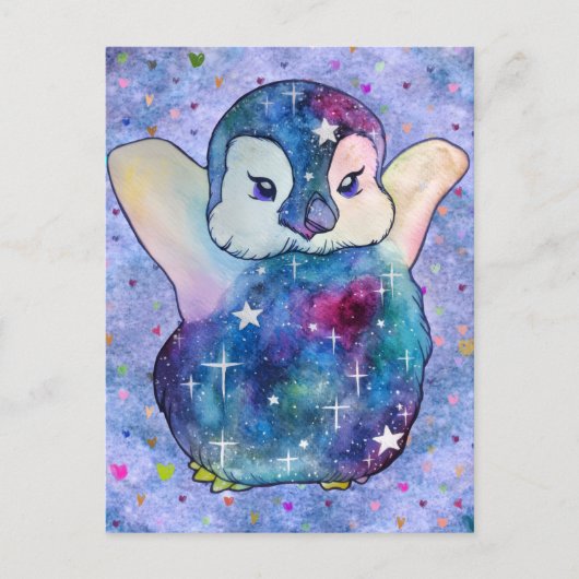 Pinguïn met de naam Button Briefkaart (Voorkant)