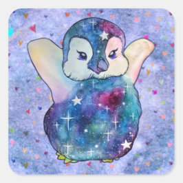 Pinguïn met de naam Button Vierkante Sticker