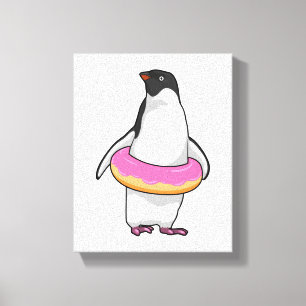 Pinguïn met Donut Canvas Afdruk