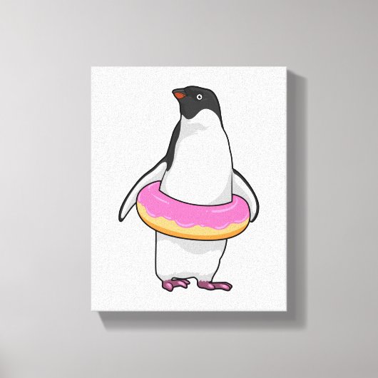 Pinguïn met Donut Canvas Afdruk (Voorkant)