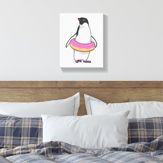 Pinguïn met Donut Canvas Afdruk (Insitu (Slaapkamer))