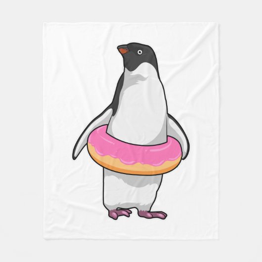 Pinguïn met Donut Fleece Deken (Voorkant)