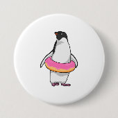 Pinguïn met Donut Ronde Button 7,6 Cm (Voorkant)
