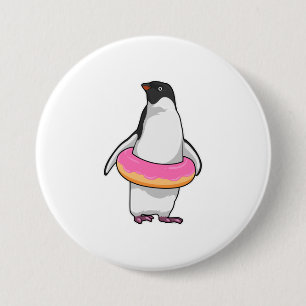 Pinguïn met Donut Ronde Button 7,6 Cm