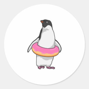 Pinguïn met Donut Ronde Sticker