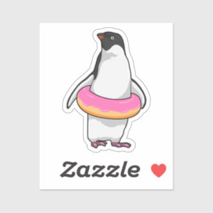 Pinguïn met Donut Sticker