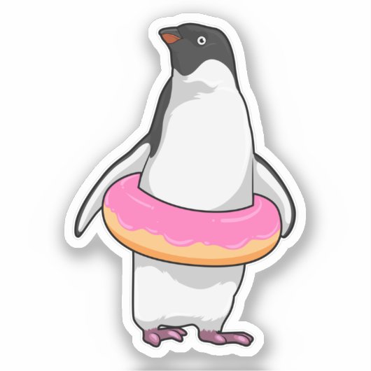 Pinguïn met Donut Sticker (Voorkant)