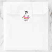 Pinguïn met Donut Vierkante Sticker (Tas)