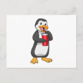 Pinguïn met drinkbeker met rietje briefkaart (Voorkant)