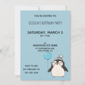 Pinguïn met een ballon gepersonaliseerd verjaardag kaart (Voorkant)