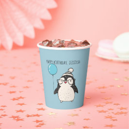 Pinguïn met een ballon, speciaal gepersonaliseerd papieren bekers