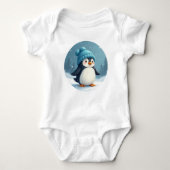 Pinguïn met een blauw pet romper (Voorkant)