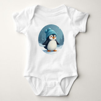Pinguïn met een blauw pet romper