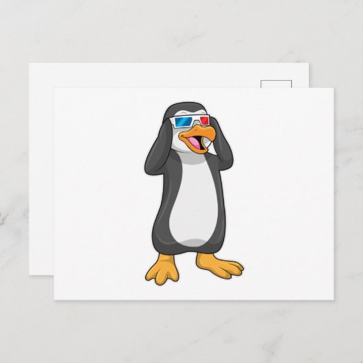 Pinguïn met een bril briefkaart (Voorkant / Achterkant)