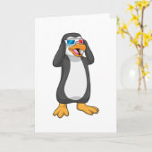 Pinguïn met een bril kaart (Gele Bloem)