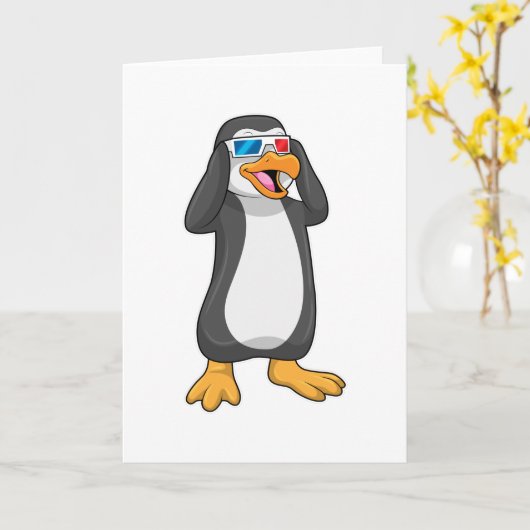 Pinguïn met een bril kaart (Gele Bloem)