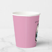 Pinguïn met een Cadeau gepersonaliseerd geboorteda Papieren Bekers (Rechts)