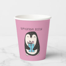Pinguïn met een Cadeau gepersonaliseerd geboorteda