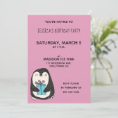 Pinguïn met een Cadeau Gepersonaliseerd Verjaardag Kaart (Staand voorkant)