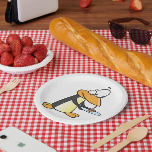 Pinguïn met een cupcake Bord van fijn dierlijk pap
