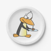 Pinguïn met een cupcake Bord van fijn dierlijk pap (Voorkant)