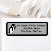 Pinguïn met een glas wijn etiket (Insitu)