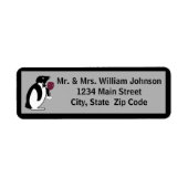 Pinguïn met een glas wijn etiket (Voorkant)