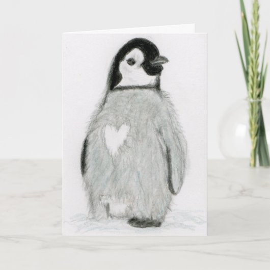 PINGUÏN MET EEN HART!  GROETEN ALLE GELEGENHEDEN BEDANKKAART (Voorkant)