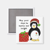 Pinguïn met een kerstboodschap magneet (Voorkant / Achterkant)