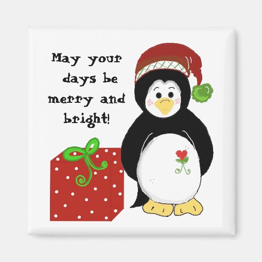 Pinguïn met een kerstboodschap magneet (Voorkant)