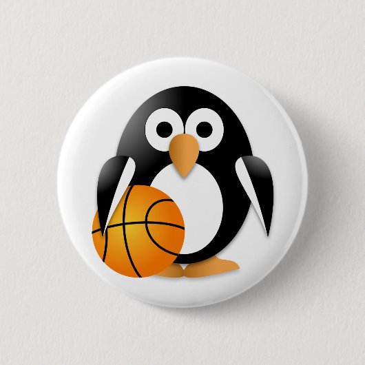 pinguïn met een mand-bal ronde button 5,7 cm (Voorkant)