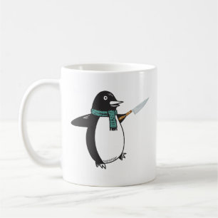 Pinguïn met een mes T-shirt Koffiemok