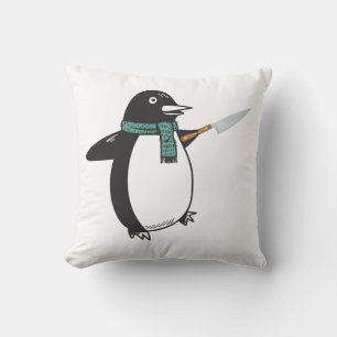 Pinguïn met een mes T-shirt Kussen