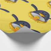 Pinguïn met een rubber dop glanzend omslagpapier cadeaupapier (Hoek)